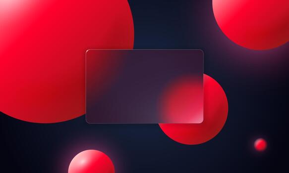 Dark futuristic glassmorphism scene with glossy red glow and transparent layers. Abstract geometric glass morphism layout with blur and light reflection. Perfect for mobile or web design. vector
