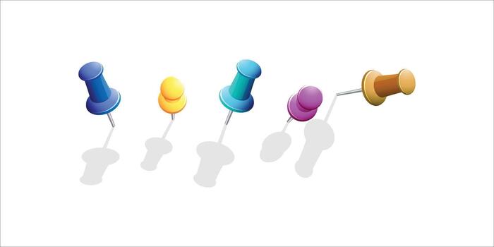 Colorful push pins in various sizes vector