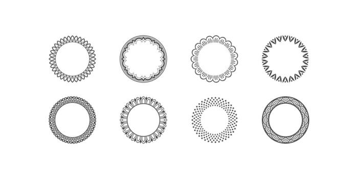 round Celtic style frames borders, circular magical patterns set vector