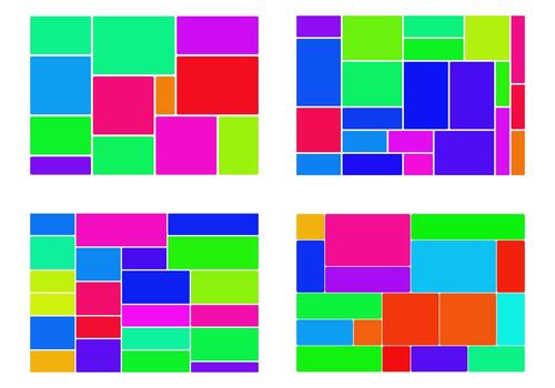 Four vibrant abstract geometric patterns with bright colors vector