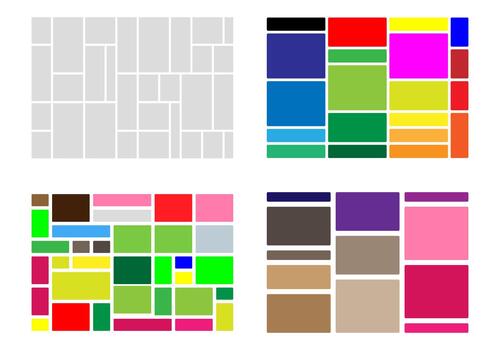 cuatro vistoso mosaico patrones con diferente color paletas vector