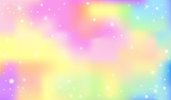 Unicorn rainbow background with pastel gradient. Princess magic background with sparkle vector
