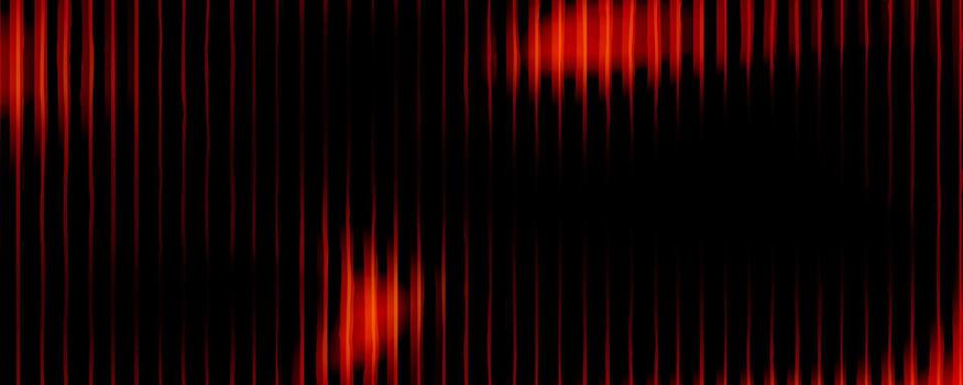 Abstract black background with glowing vertical red ribbed lines, creating a fractal glass effect, digital noise, or glitch. vector