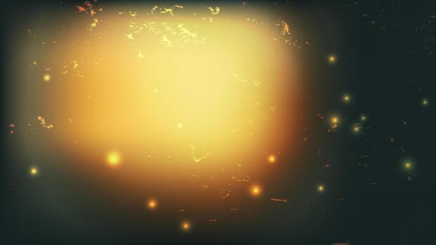 Abstract dark background with a central golden light spot, subtle bokeh, and a distressed, grunge texture. Editable illustration. vector