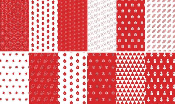 Set of Christmas patterns in a simple minimalist style. Geometric abstract Christmas and new year symbols for wrapping paper, background, fashionable, modern abstract design. vector