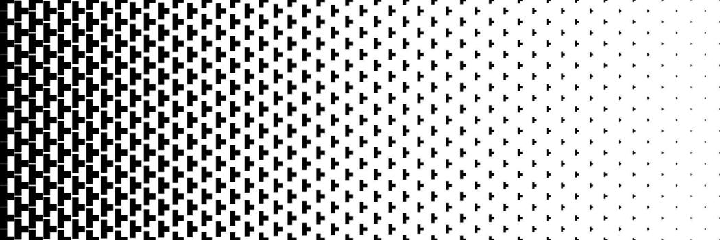 horizontal black halftone of T junction design for pattern and background. vector