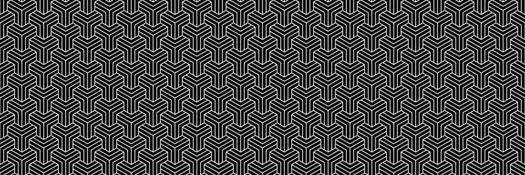 horizontal sin costura blanco líneas en geométrico hexágono diseño en negro para modelo y antecedentes. vector