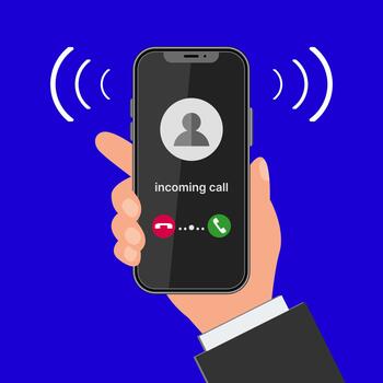 Realistic smartphone mockup showing incoming call screen with caller image vector