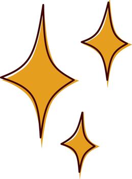 Three simple cartoon style sparkle stars with brown outline. This illustration is perfect for adding a touch of magic and shine to your projects vector