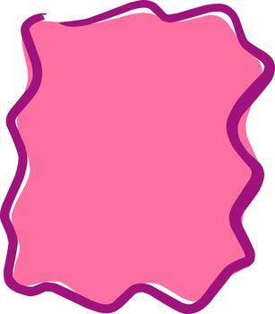 A cute cartoon style label or frame with a wavy shape and a pink filling, outlined with a purple border. Perfect for adding a playful touch to designs, invitations, or messages. vector