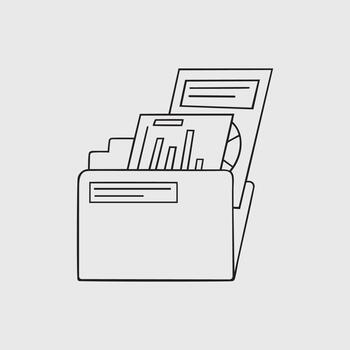 Delgado línea ilustración de almacenamiento para archivo o carpeta en negocio vector