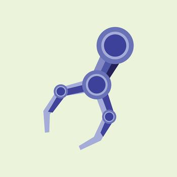 Robot icon in flat style. Blue robotic arms illustration symbolizing industrial automation, precision technology, and modern engineering innovation on a light green background. vector