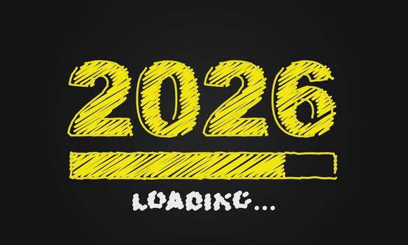 amarillo color escritura Progreso bar demostración cargando de 2026 vector