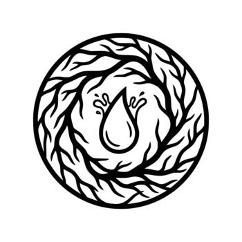 agua soltar rodeado por ramas en un circular diseño. vector