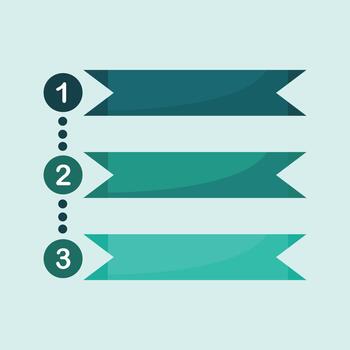 Minimalist infographic labels with three numbered ribbons, ideal for workflow, presentation, or modern web layout design. vector