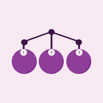 Minimalist infographic diagram with three numbered circles connected by lines, ideal for presentation or workflow design. vector