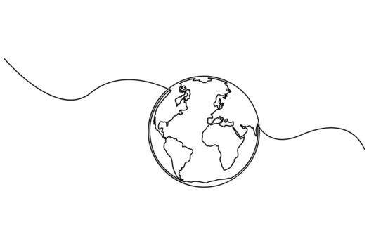 mínimo tierra globo uno línea ilustración con suave redondo contorno vector