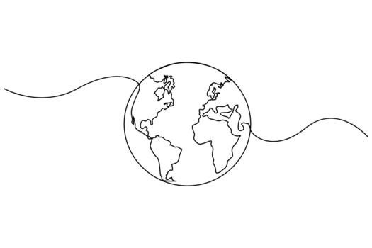 tierra globo continuo uno línea dibujo con limpiar mínimo contorno vector