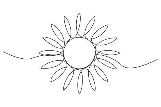 Continuous one line sun shape with clean modern summer styling vector