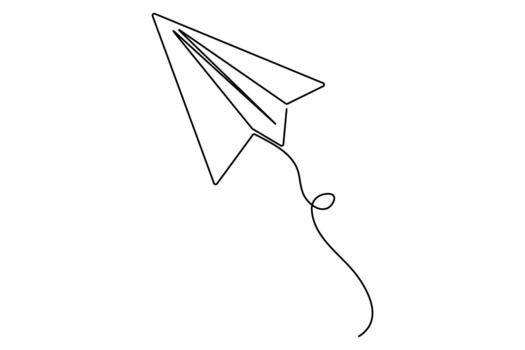 Minimal continuous one line drawing of paper plane outline design vector
