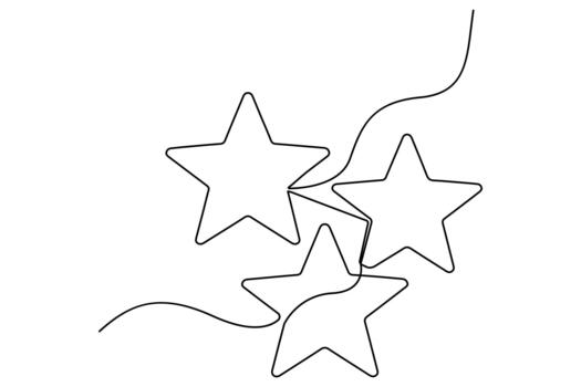 Continuous one line star rating illustration with minimal outline and review concept vector