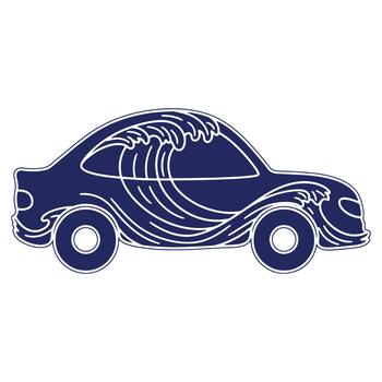 Automotive Design Blending Car and Ocean Wave Elements in a Symbolic Representation with Navy Blue Palette vector