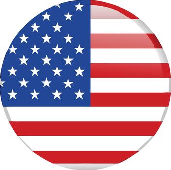 A circular button displaying the stars and stripes of the american flag vector