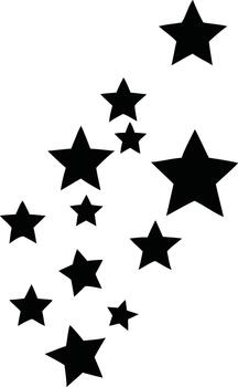 A scattering of simple black stars arranged in a gentle curving pattern vector