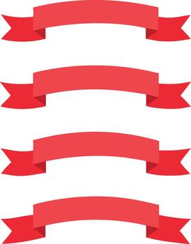 Four red ribbon banners arranged in a vertical stack on white vector