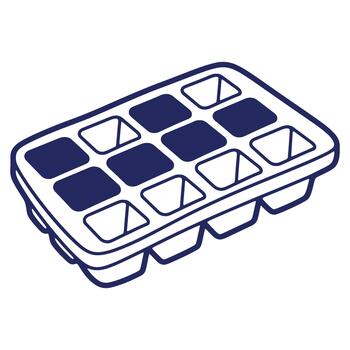 Illustration of ice cube tray with some cubes already frozen and waiting to refresh your drinks vector