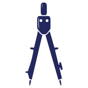 Navy Blue Compass Tool for Geometric Construction and Precision Technical Drawing Symbolizing Accuracy and Measurement in Design and Engineering vector