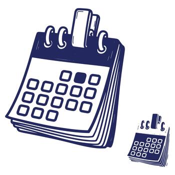 Hand Drawn Calendar Illustration with Marked Date and Second Smaller Calendar for Emphasis and Time Management Concepts vector