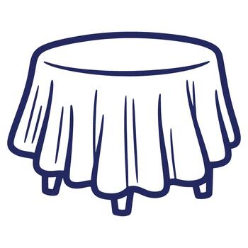 Simple Illustration of a Round Table with a Tablecloth Draping Down in Minimalist Style Dinner Party Ready vector