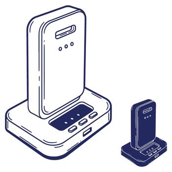 Isometric illustration of a network storage device in blue color on white background for computer and technology concepts vector