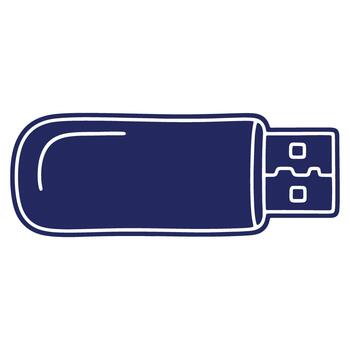 Isolated usb flash drive illustration for modern technology file storage and data transfer in digital format a blue and white design vector