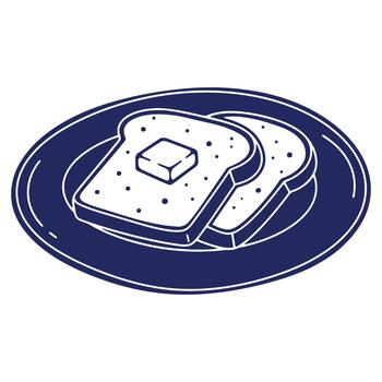 Breakfast Toast with Butter on a Plate Illustration for Food and Nutrition Concepts and Simple Meal Design vector