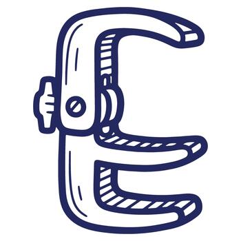 Detailed hand drawn sketch of a clamp or fastener used for various holding applications a versatile tool for woodworking and metalworking projects vector