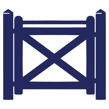 Rustic Blue Wooden Gate Design with Cross Braces and Sturdy Posts Isolated on White Background for Graphic Use vector