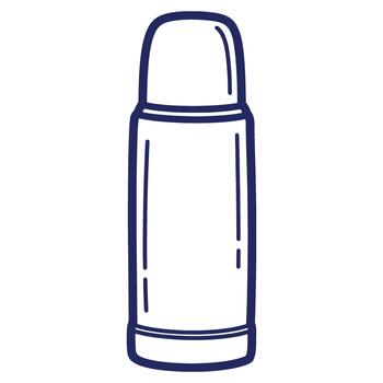 estilizado termo matraz en oscuro azul contorno ideal para caliente o frío bebidas en el Vamos y todos los días utilizar y un práctico envase vector