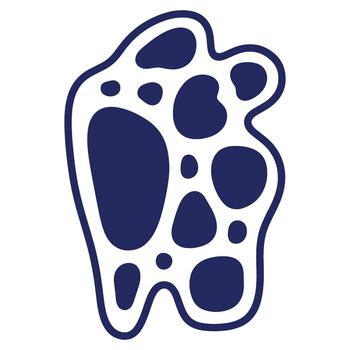 Abstract Blue Graphic Shape with Holes and Curvy Outline on White Background Visual Design Element vector