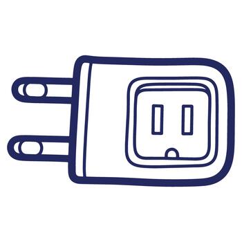 Stylized electric plug illustration for design element showing connection and power in a simple graphic representation suitable for many projects vector