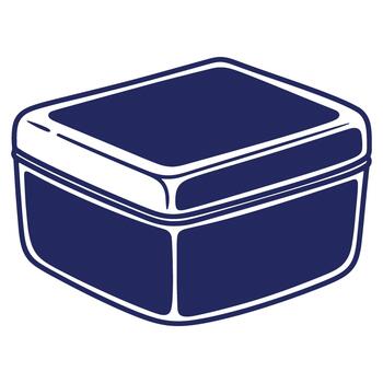 Navy Blue Storage Container or Lunch Box with Rounded Edges and Minimalist Design on White Background vector