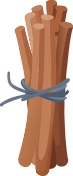 un haz de canela palos atado juntos con un oscuro azul cuerda vector