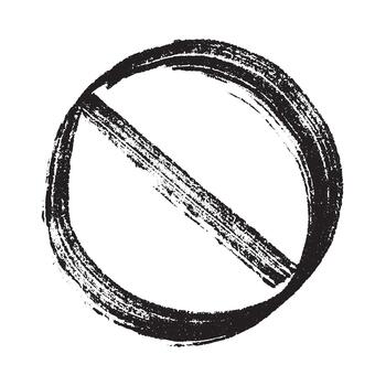 Hand drawn prohibition sign No entry symbol Black circle with cross line clipart in doodle style Ban Restriction Forbidden stop Single element for print, web, design forbidden circle vector