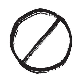 forbidden circle Hand drawn prohibition sign No entry symbol Black circle with cross line clipart in doodle style Ban Restriction Forbidden stop Single element for print, web, design vector