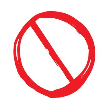 Hand drawn prohibition sign No entry symbol Red circle with cross line clipart in doodle style Ban Restriction Forbidden stop Single element for print, web, design forbidden caution vector