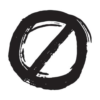 forbidden ban Hand drawn prohibition sign No entry symbol Black circle with cross line clipart in doodle style Ban Restriction Forbidden stop Single element for print, web, design vector