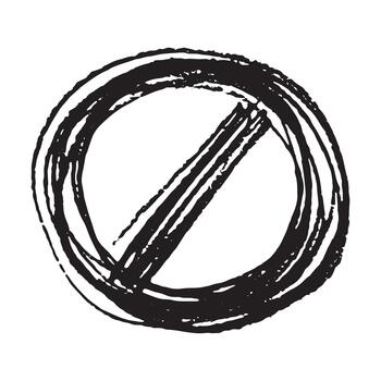 Hand drawn prohibition sign No entry symbol Black circle with cross line clipart in doodle style Ban Restriction Forbidden stop Single element for print, web, design forbidden entry vector