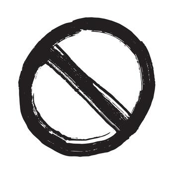 Hand drawn prohibition sign No entry symbol Black circle with cross line clipart in doodle style Ban Restriction Forbidden stop Single element for print, web, design forbidden restriction vector