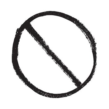 Hand drawn prohibition sign No entry symbol Black circle with cross line clipart in doodle style Ban Restriction Forbidden stop Single element for print, web, design forbidden prohibition vector